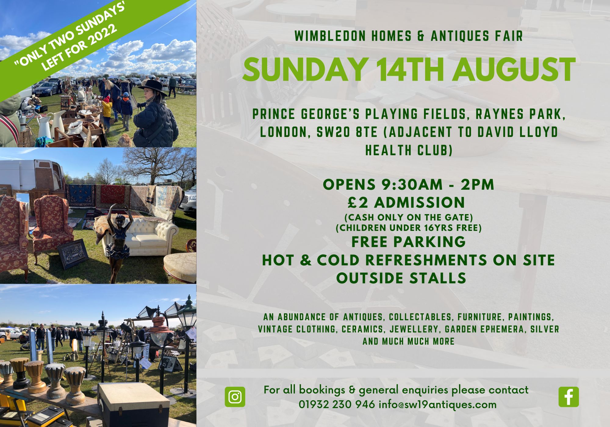 Wimbledon Homes & Antiques Fair – Sunday 14th August