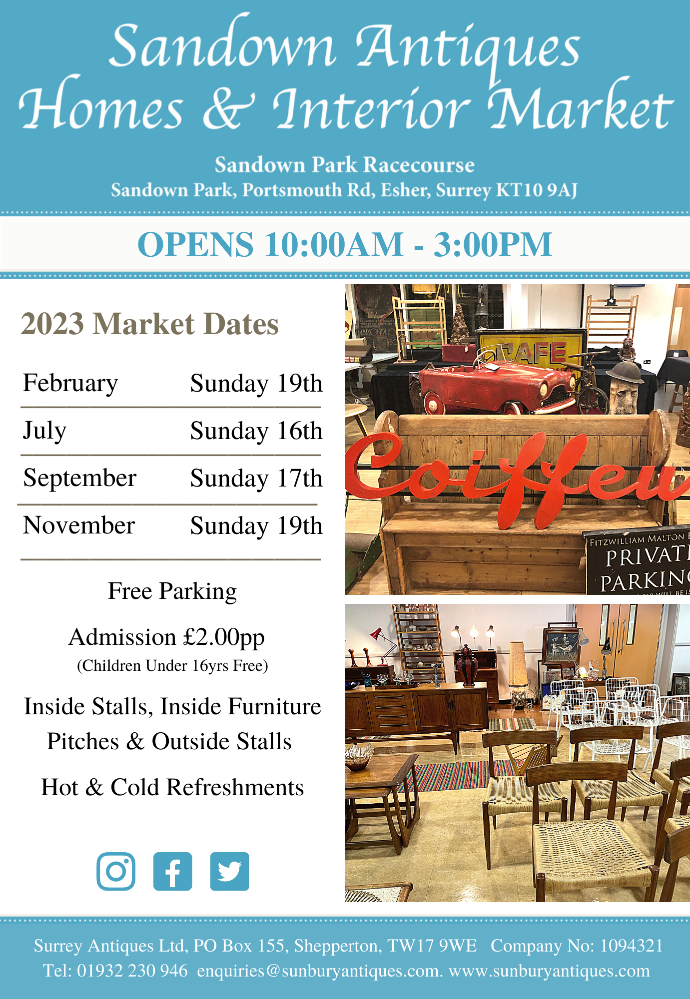 Sandown Antiques Home & Interiors Fair 2023 Dates